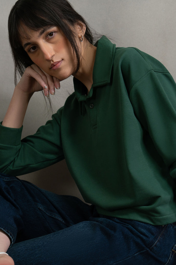 Bottle Green Knitted Polo