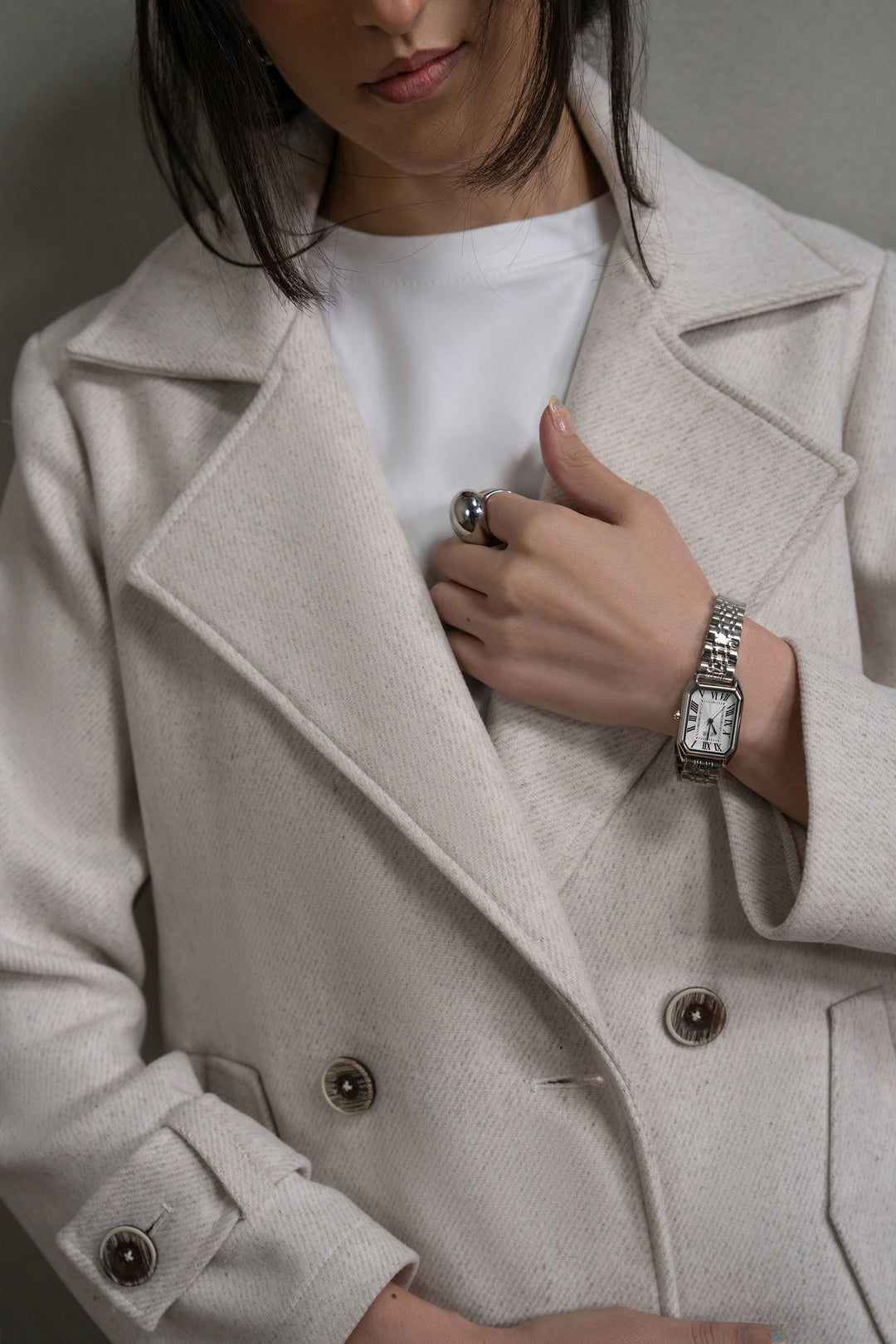 Ivory Short Double Breasted Coat