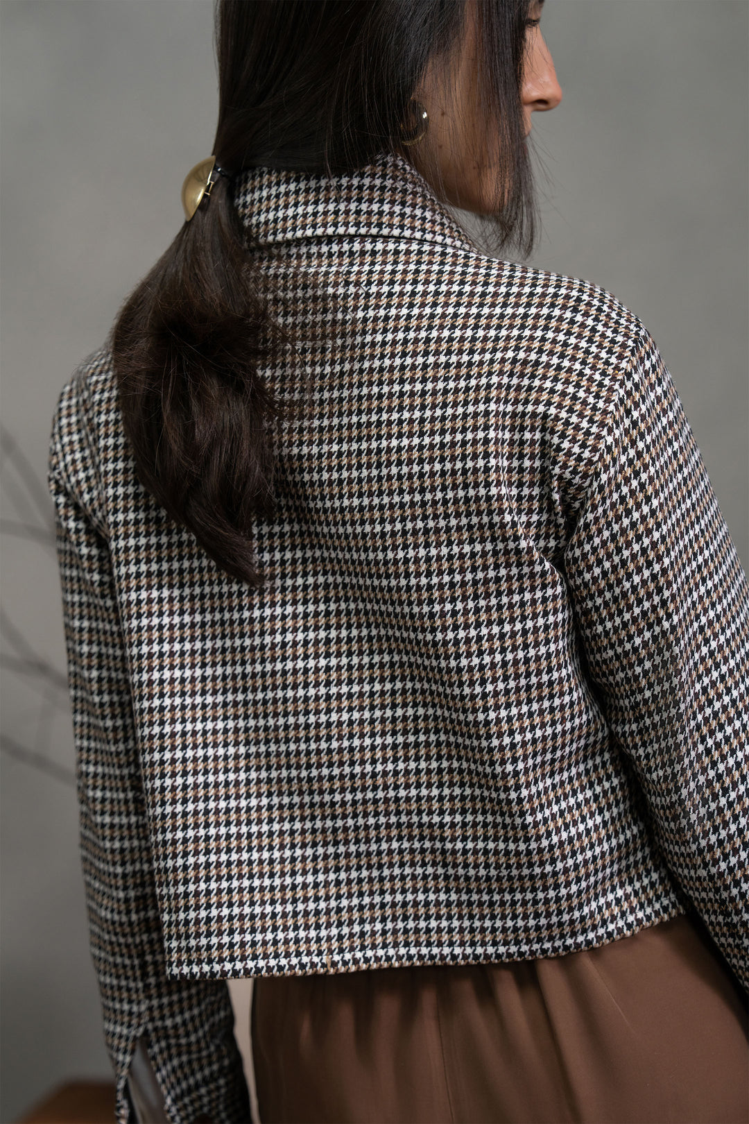 Multi Houndstooth Cropped Jacket