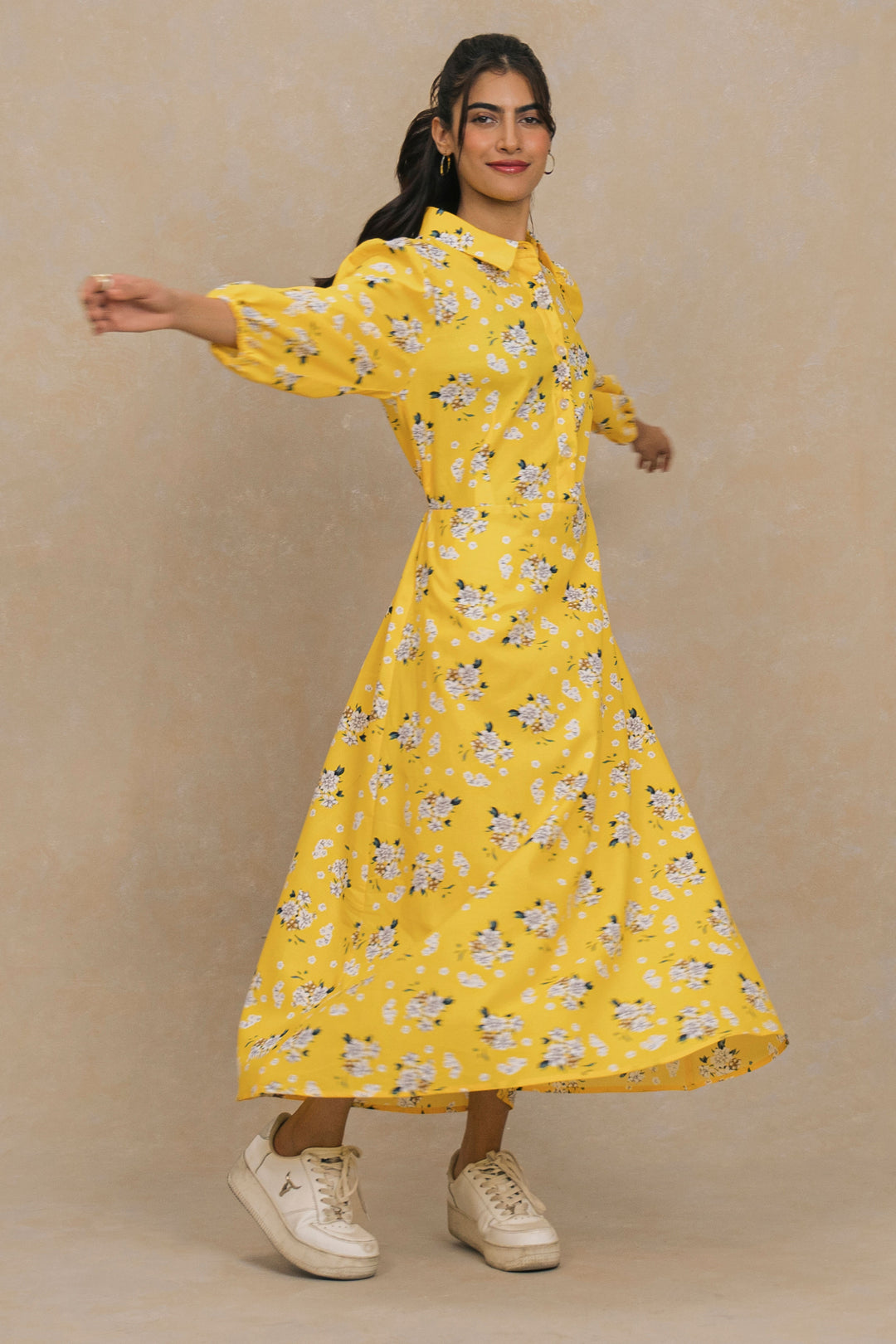 Yellow Printed Dress in Pakistan