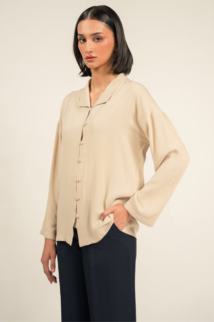 Cream Top with Loop Buttons