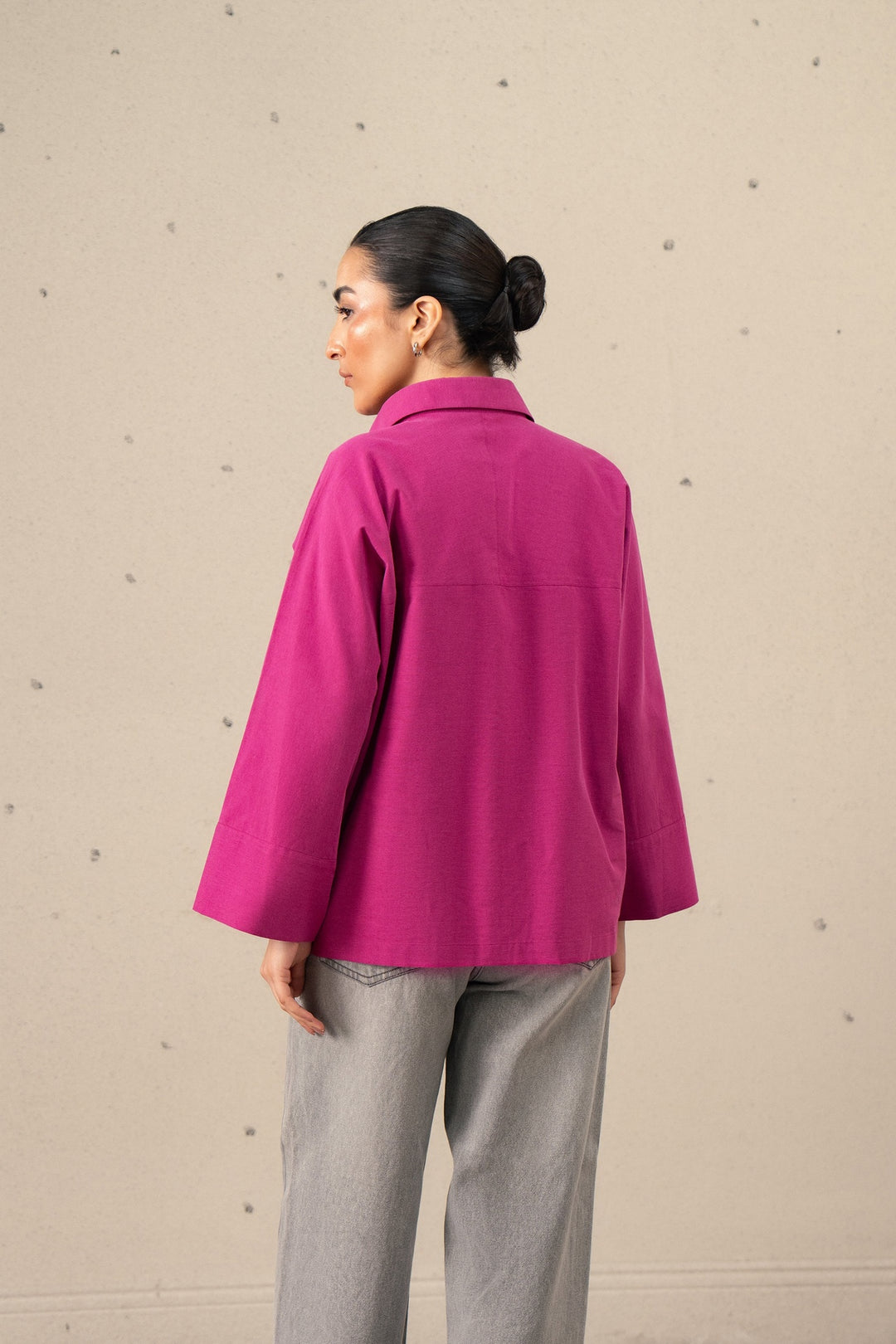 Pink Shirt With Yoke Detail