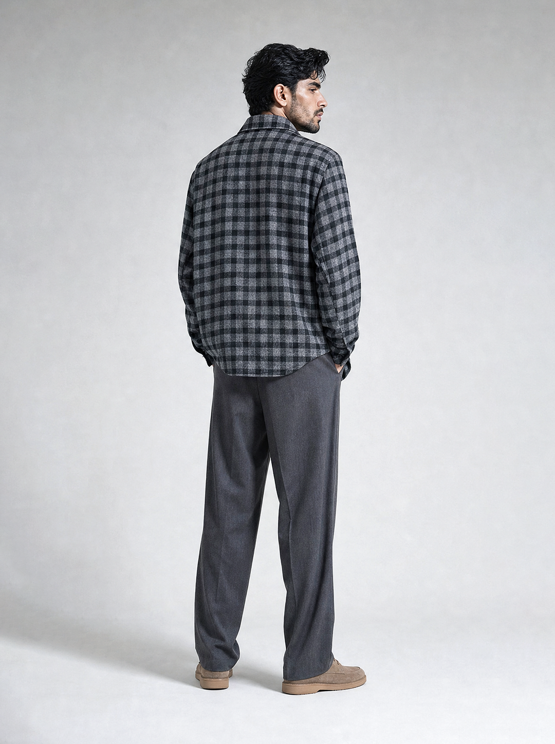 Black Check Wool Shirt