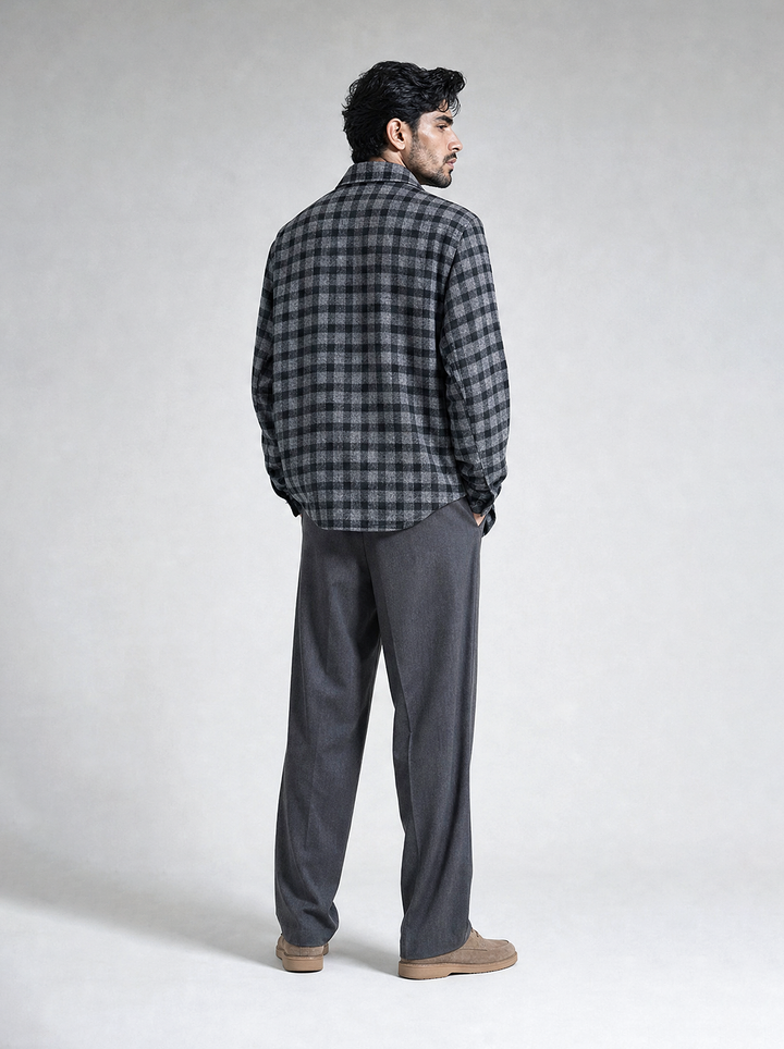 Black Check Wool Shirt