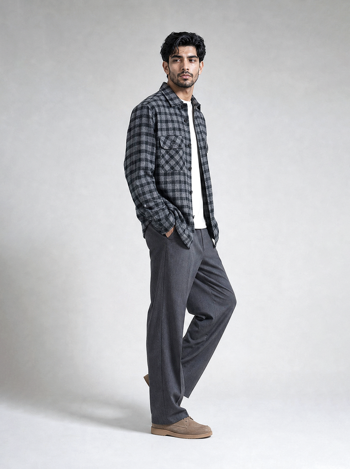 Black Check Wool Shirt
