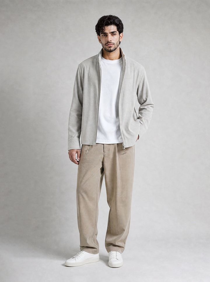 Beige Linen Textured Jacket