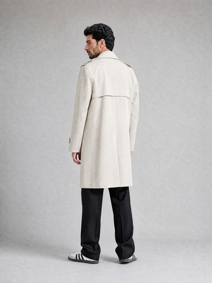 Beige Linen Trench Coat