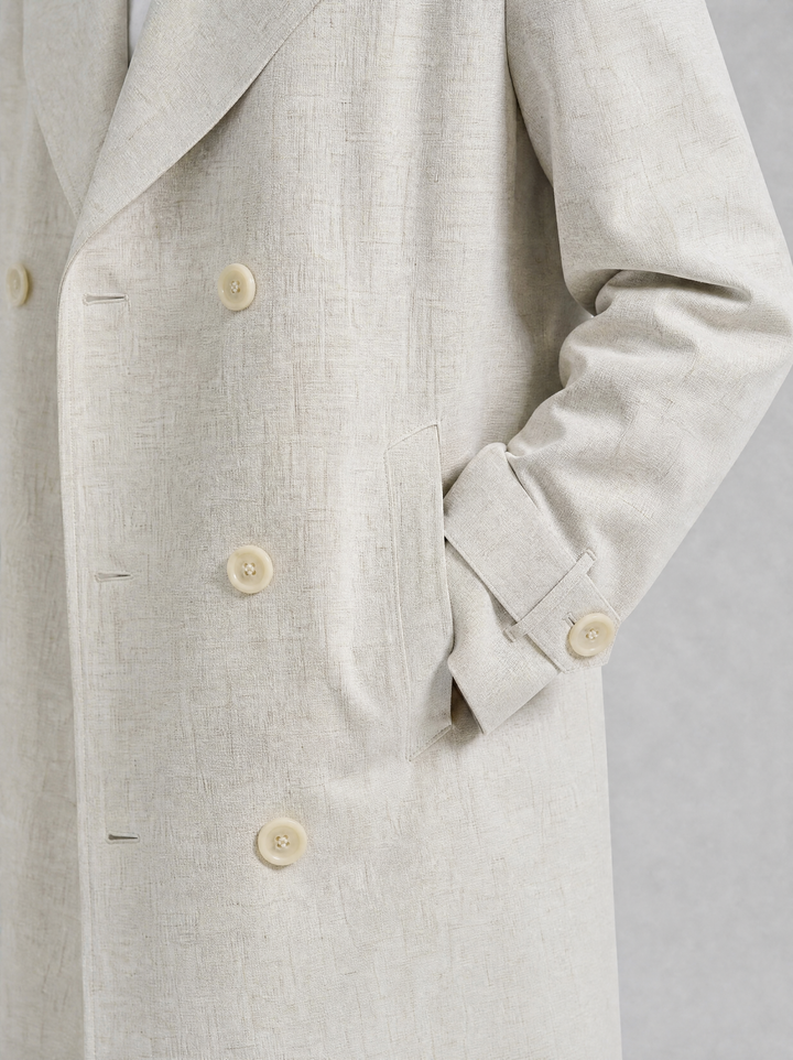 Beige Linen Trench Coat