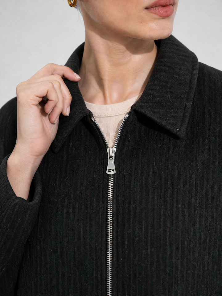 Black Striped Wool Jacket