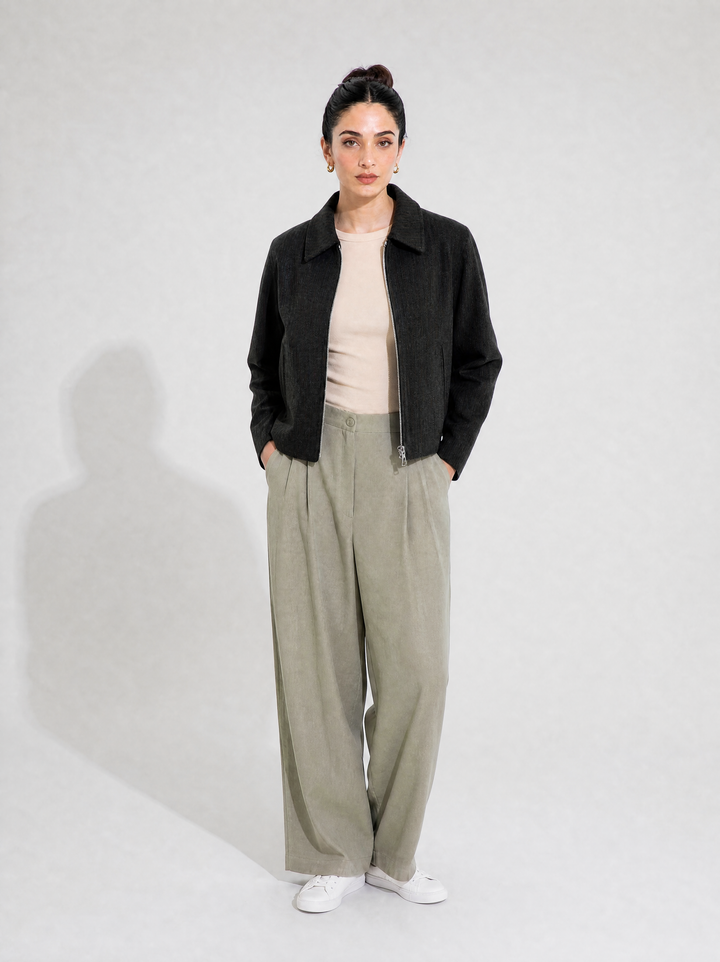Black Striped Wool Jacket