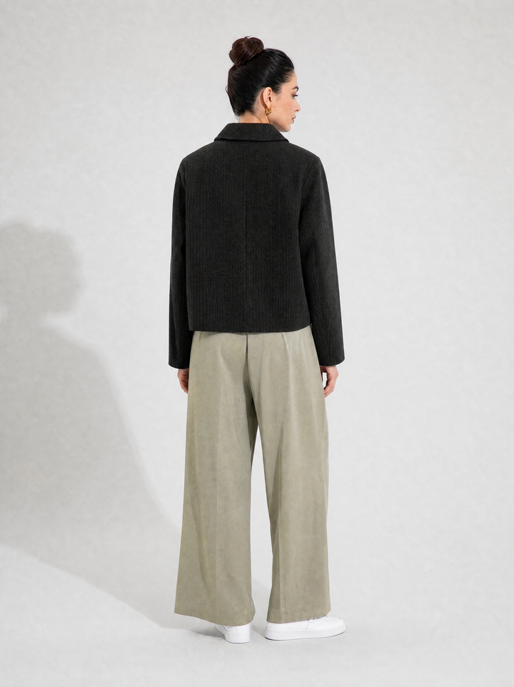 Black Striped Wool Jacket