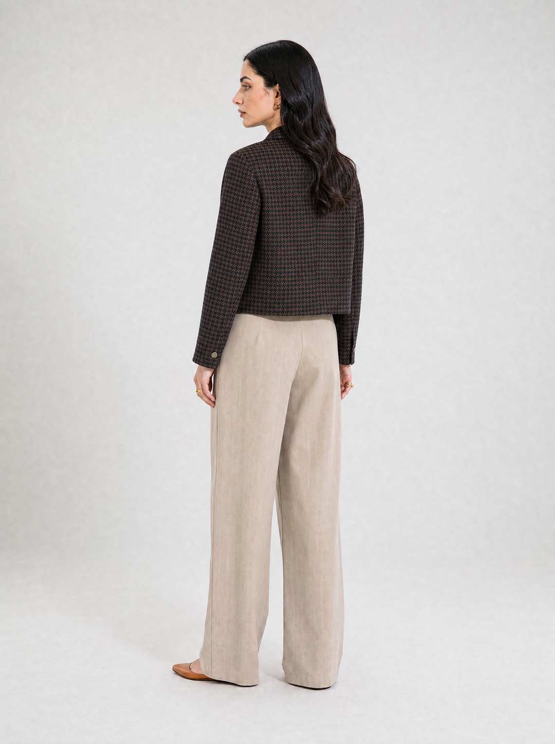 Textured Navy Round Neck Jacket