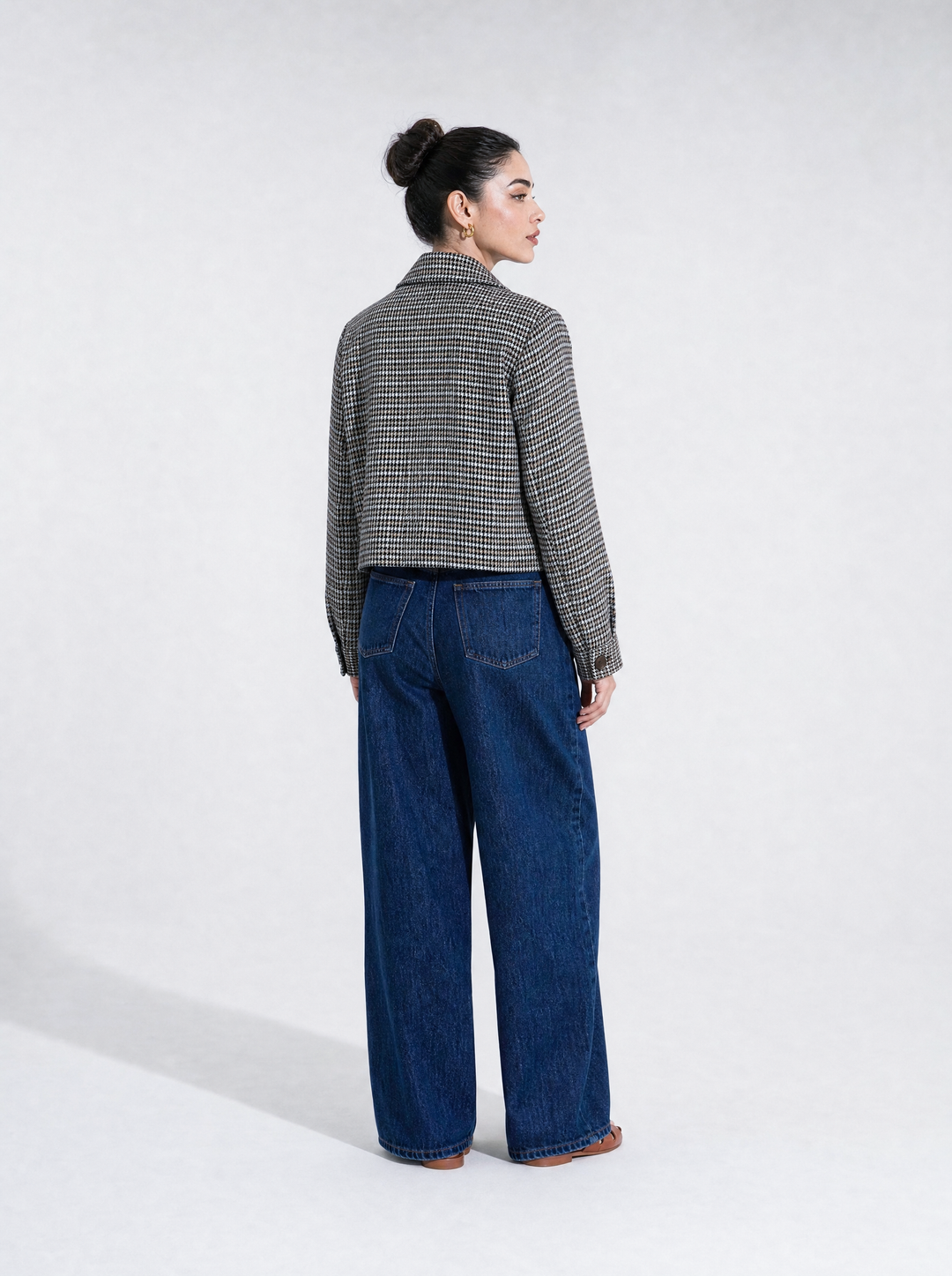 Multi Houndstooth Cropped Jacket