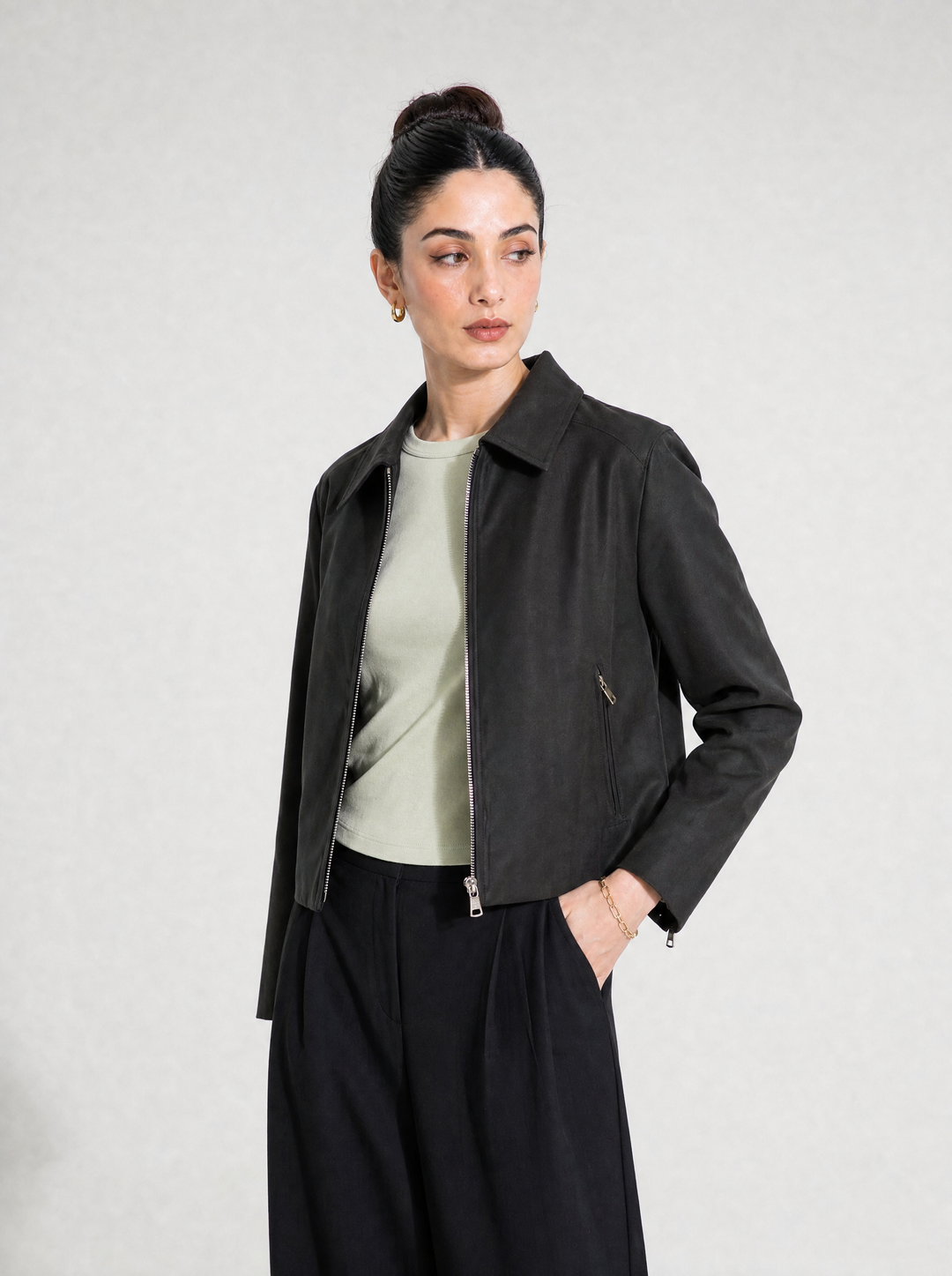 Black Striped Wool Jacket