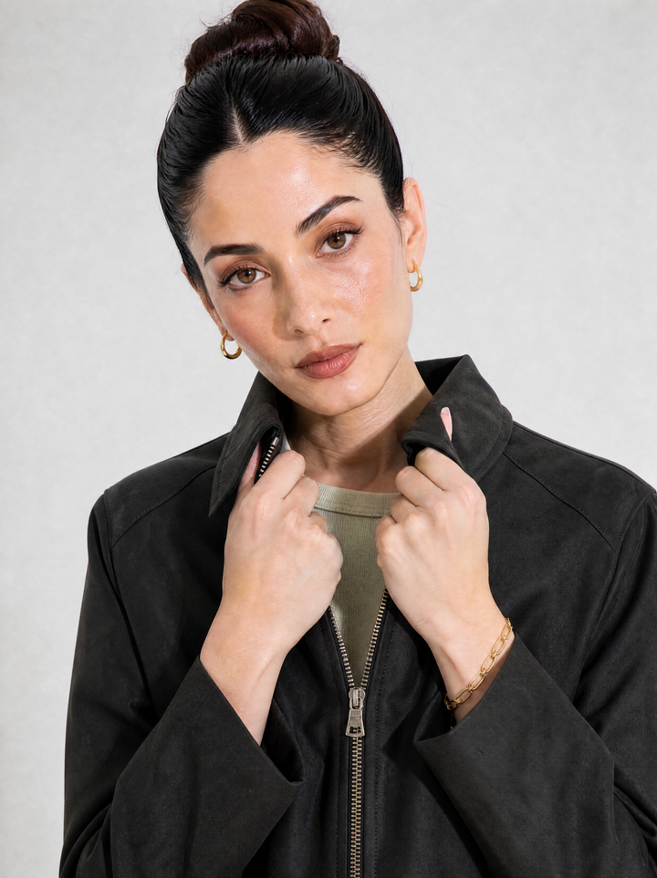 Black Striped Wool Jacket