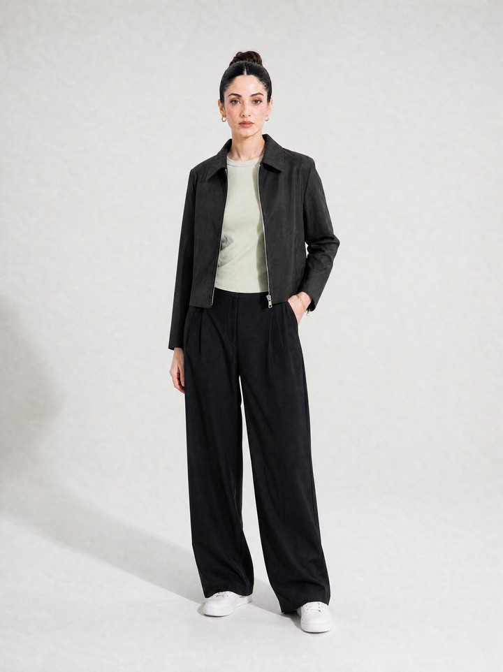 Black Striped Wool Jacket