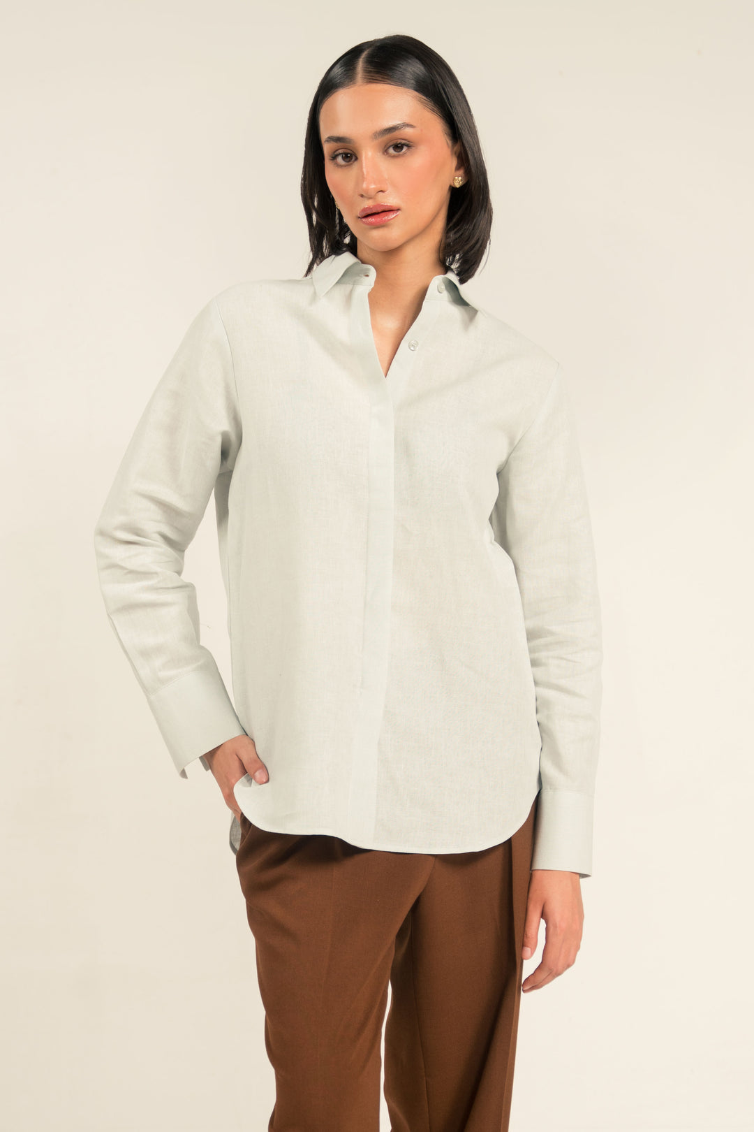 Ice Blue Linen Shirt