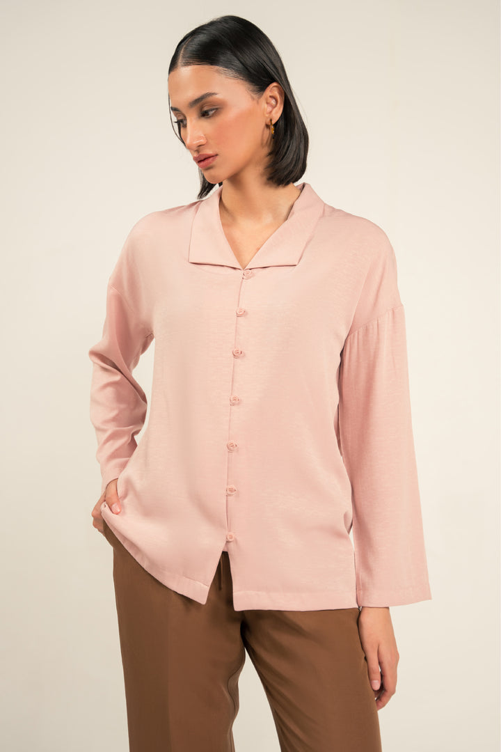 Light Pink Top with Loop Buttons