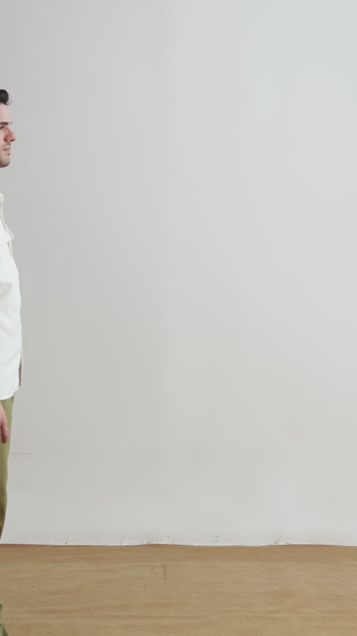 Pearl White Linen Safari Shirt