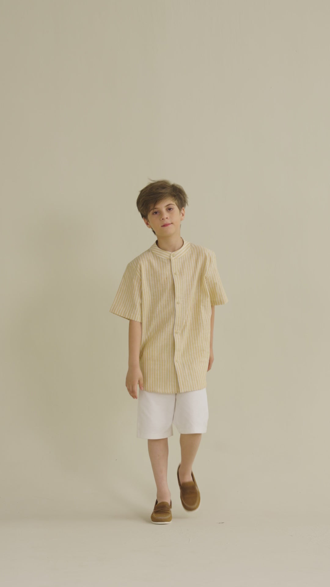 Yellow Mandarin Collar Shirt