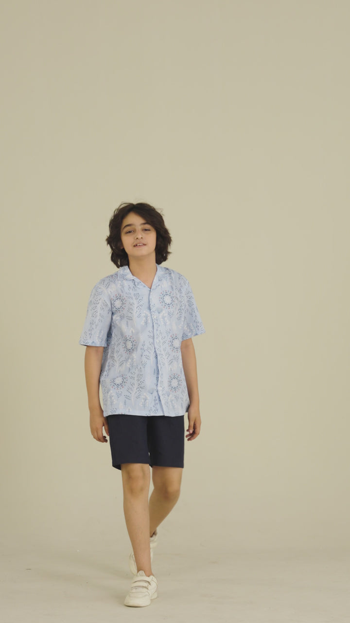 Sky Blue Printed Shirt