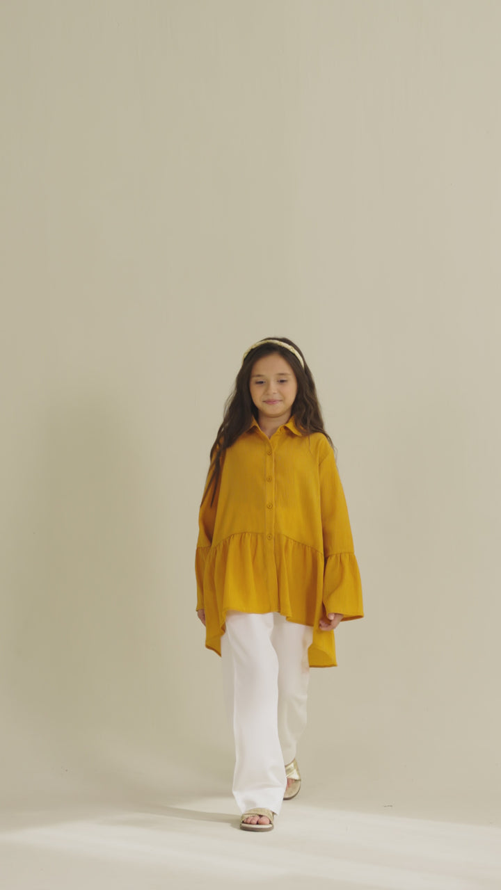 Mustard Shirt with Ruffle Detail