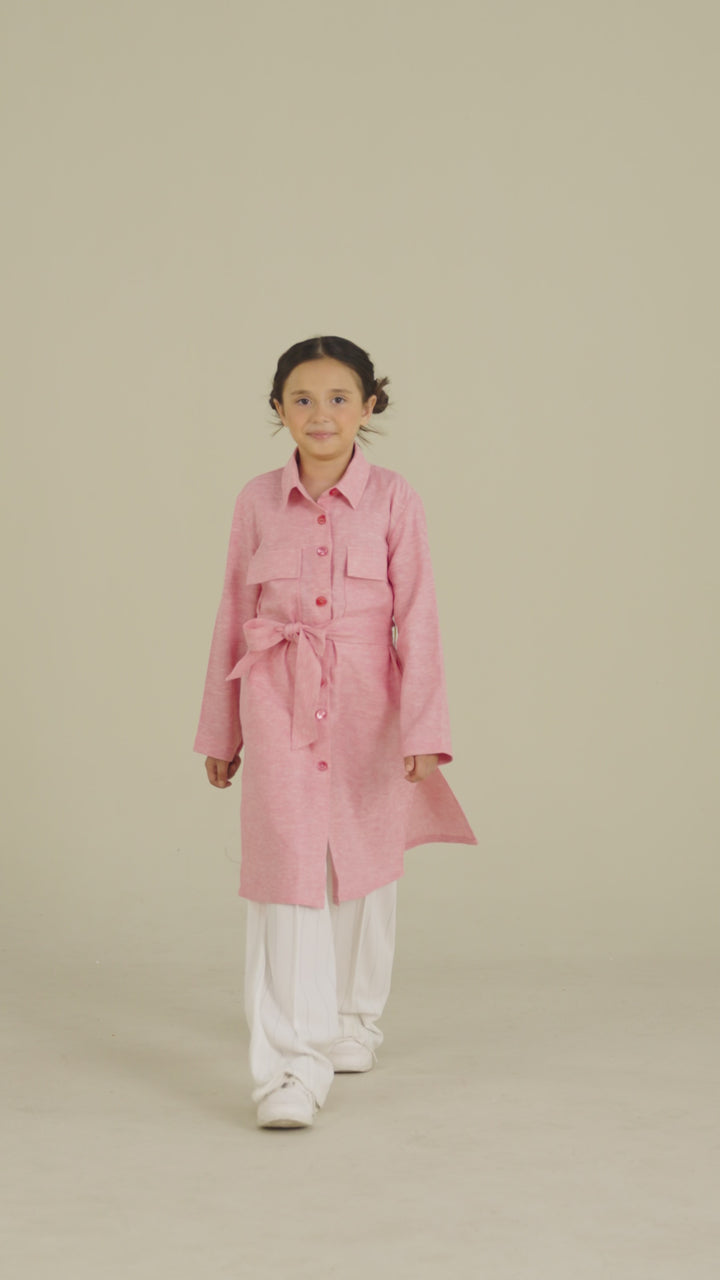 Pink Safari Shirt Dress