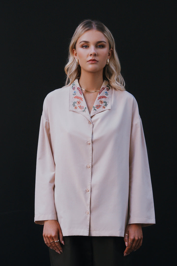 Beige Embroidered Shirt