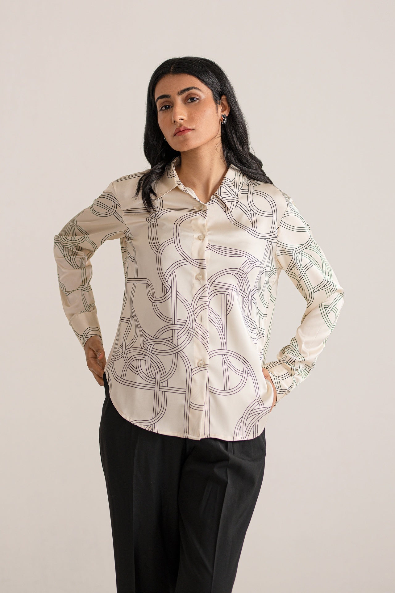 Beige Flowy Relaxed Fit Shirt in Pakistan