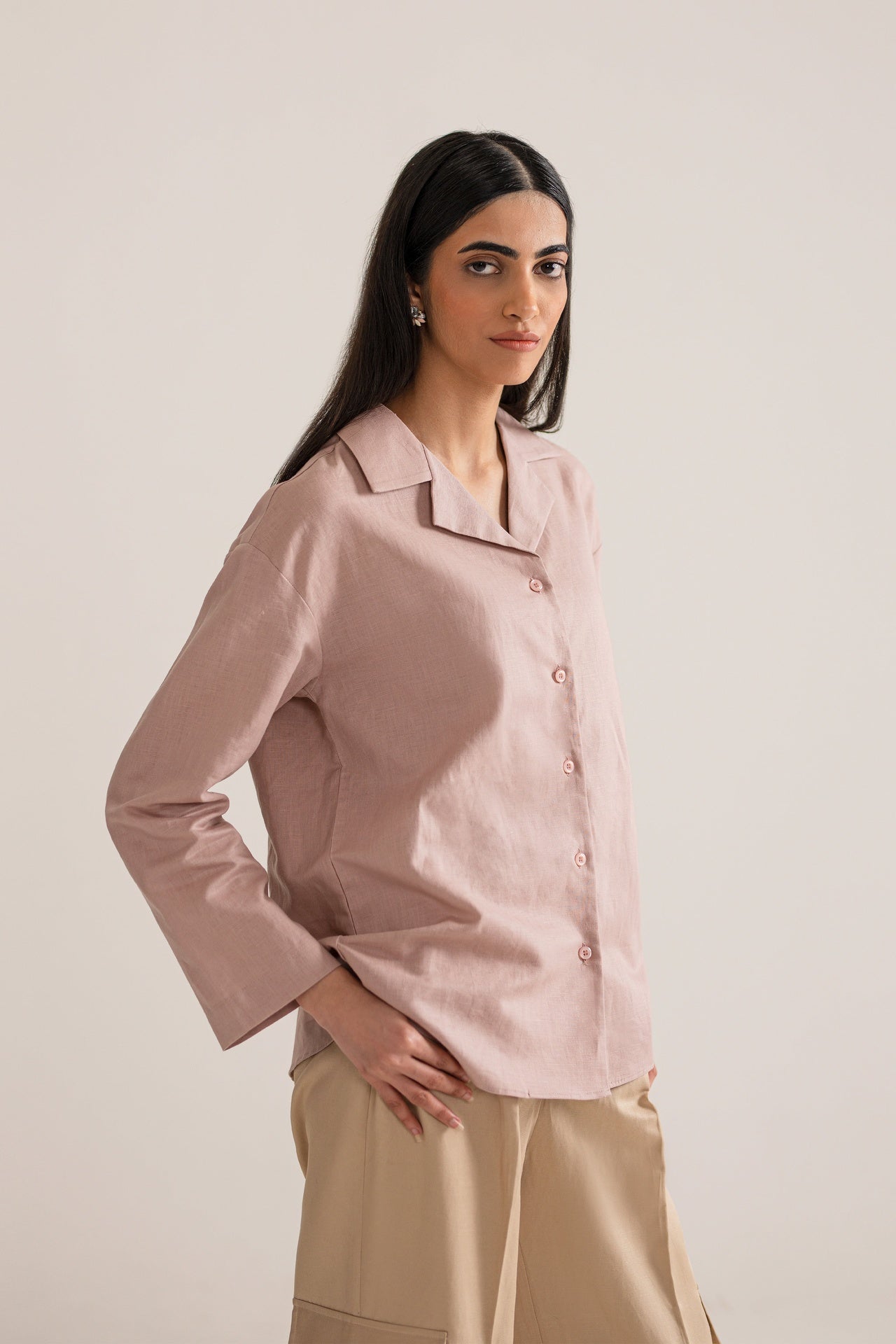 Tea Pink Full Sleeves Resort Shirt price