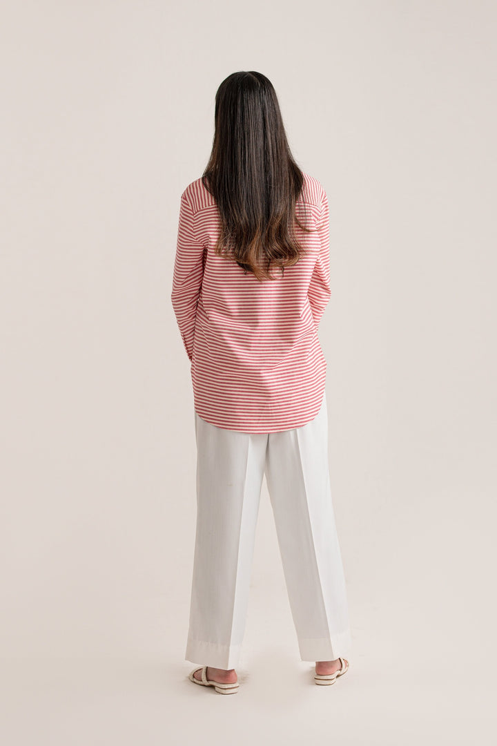 Pink Striped Oxford Shirt for women