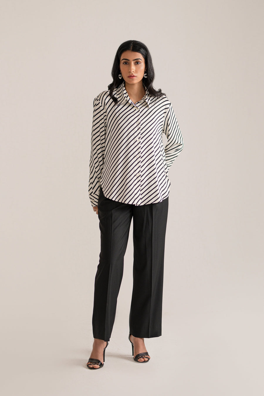 Striped Flowy Relaxed Fit Shirt